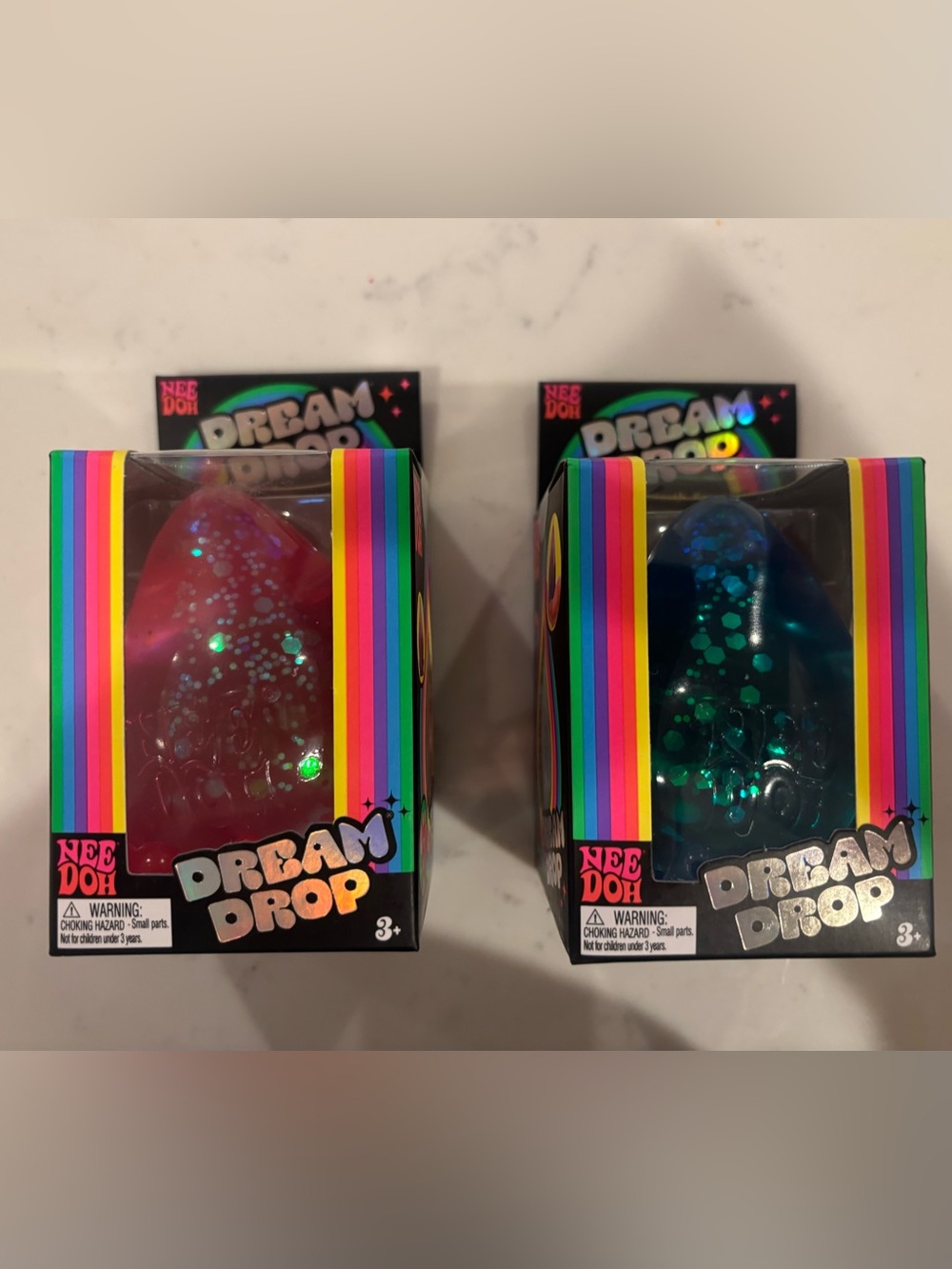 NeeDoh - Dream Drop Glitter Squish Toy⭐️Set of 2 - Pink & Blue⭐️New in Box⭐️